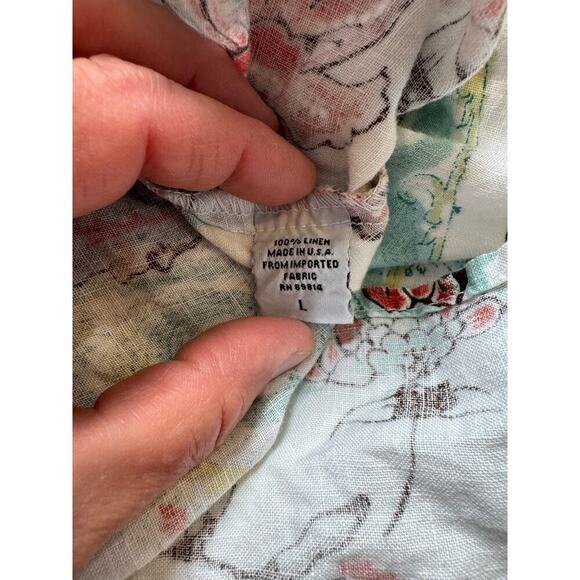 TSD; TWO STAR DOG 100% Linen, floral print Dress, size Large, - Picture 11 of 11